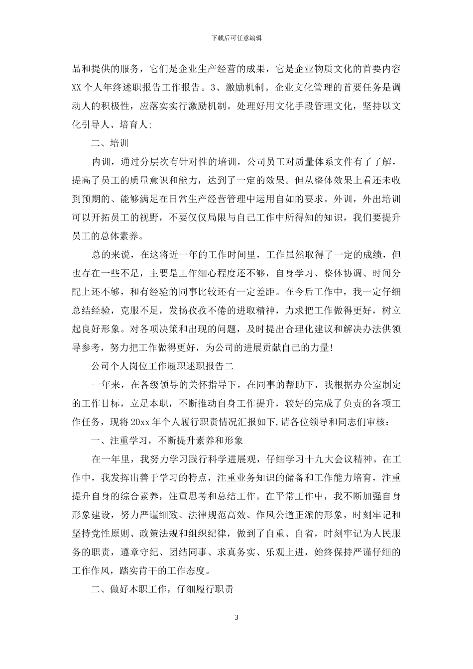 公司个人岗位工作履职述职报告_第3页