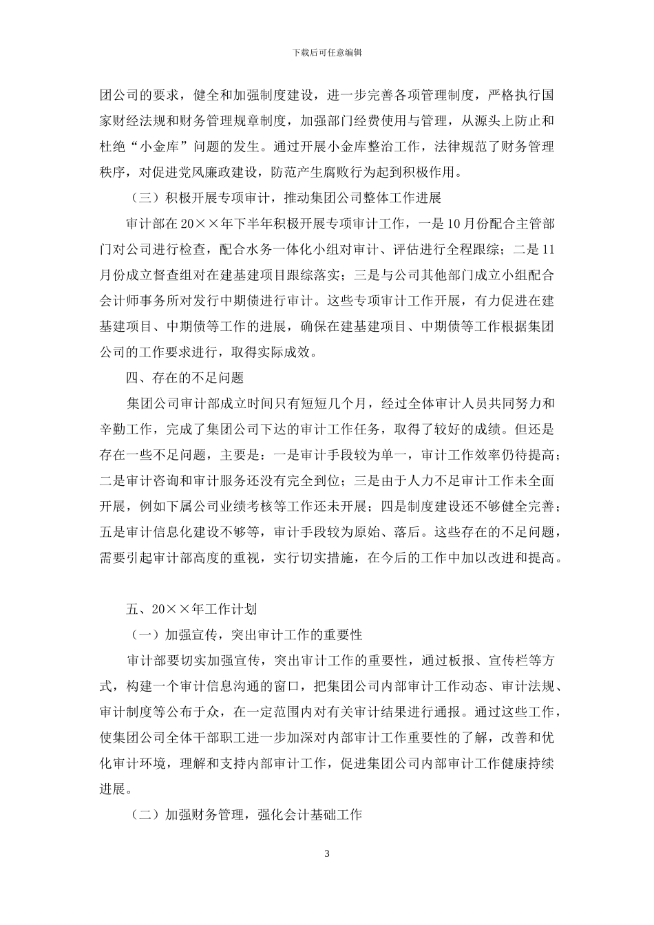 公司内部审计年终工作总结范文2024_第3页
