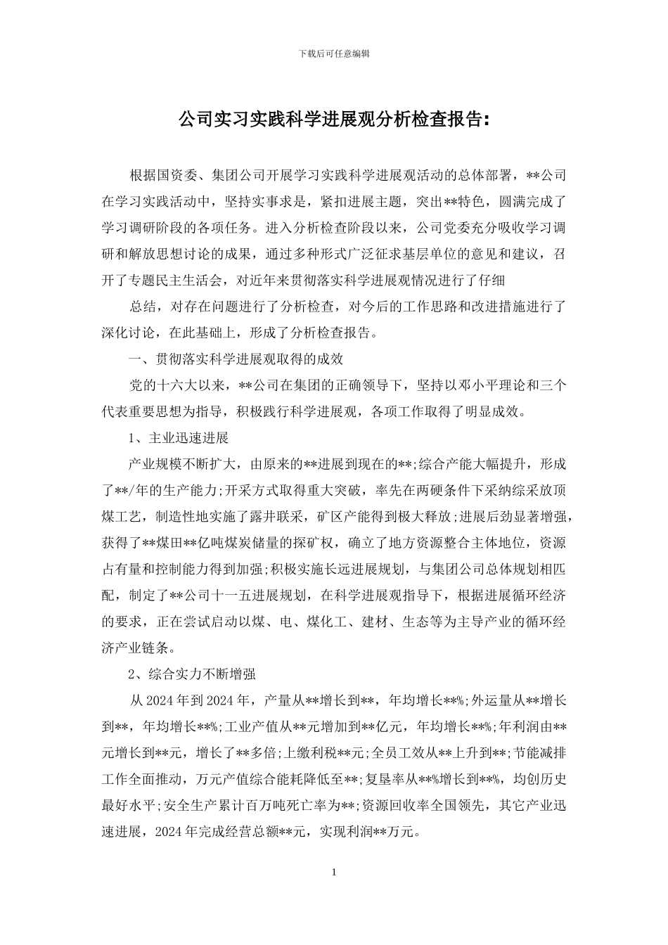 公司实习实践科学发展观分析检查报告-_第1页