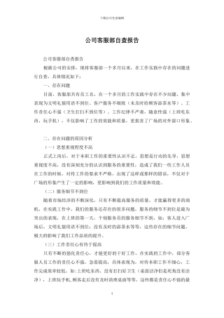 公司客服部自查报告