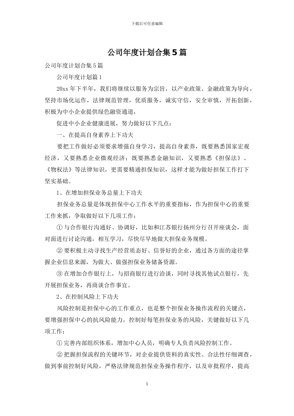 公司年度计划合集5篇_第1页
