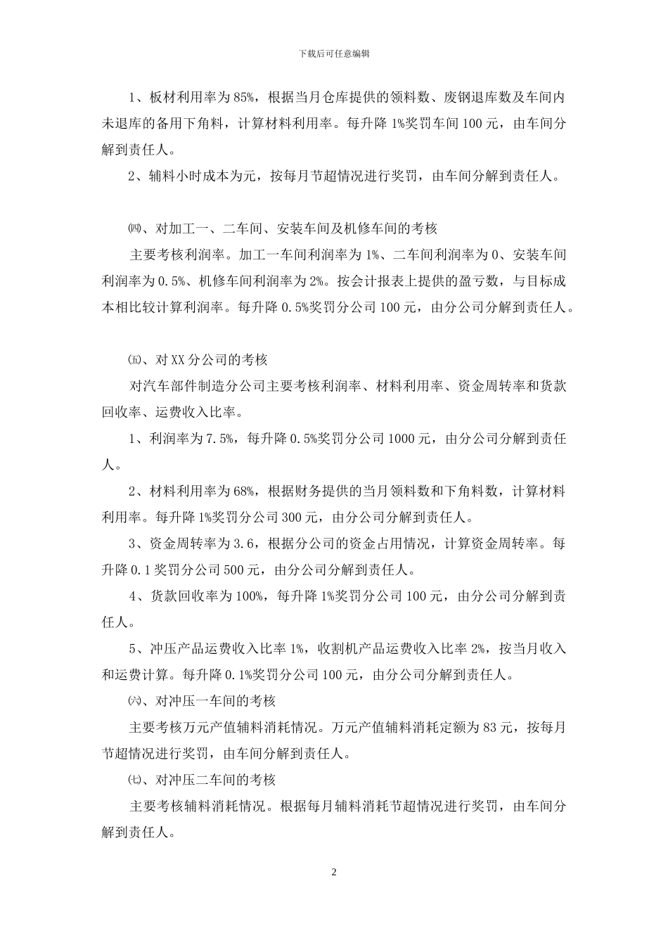 公司成本管理考核制度_第2页