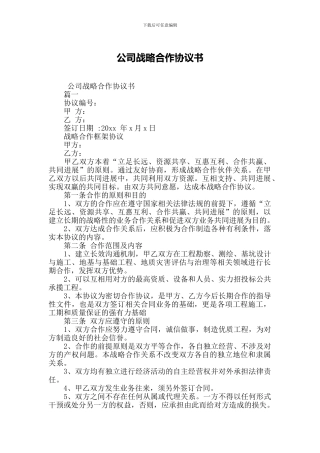 公司战略合作协议书