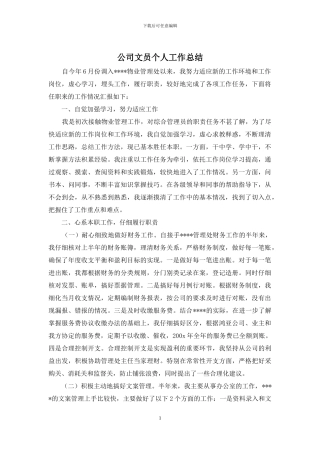 公司文员个人工作总结