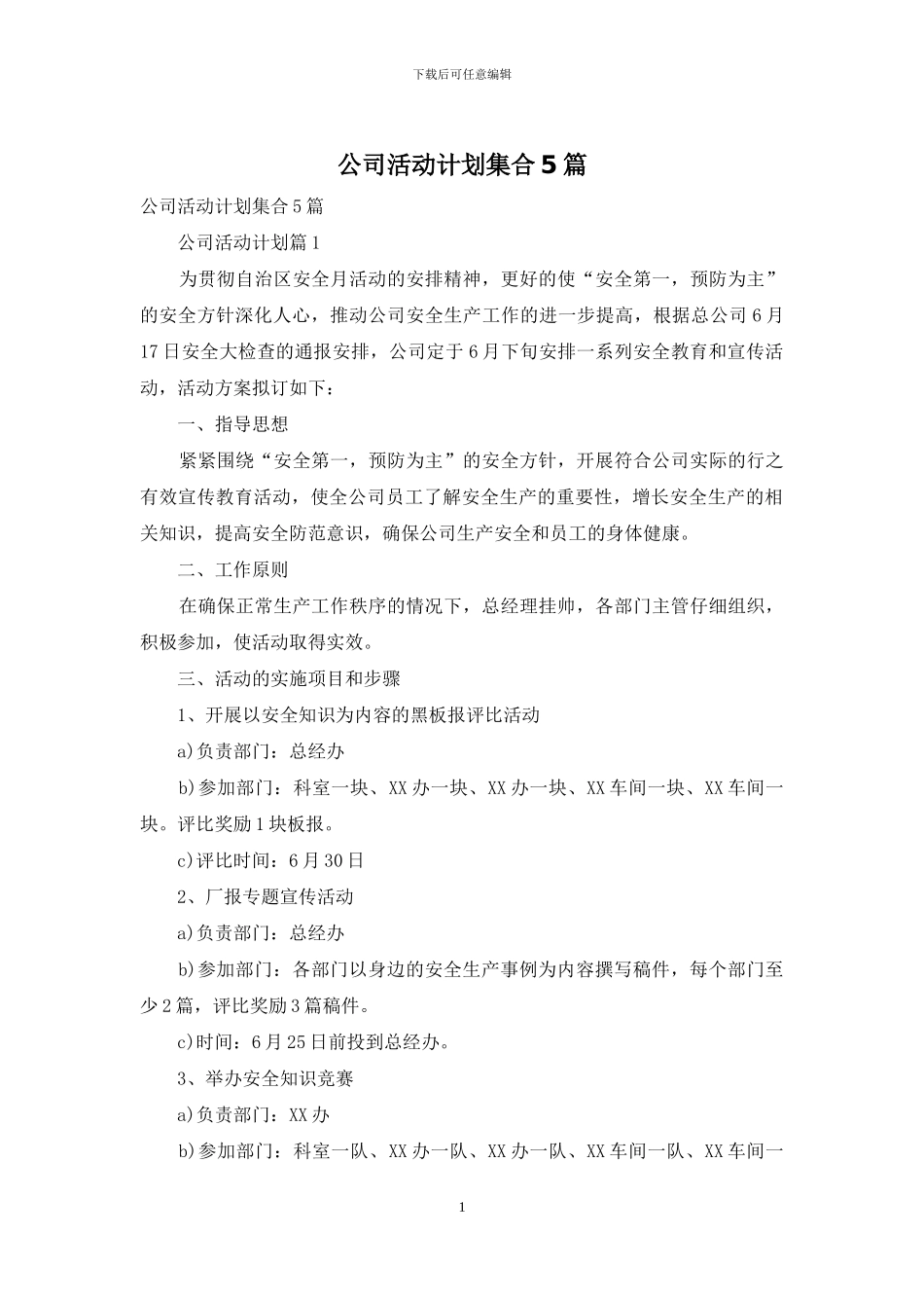 公司活动计划集合5篇_第1页