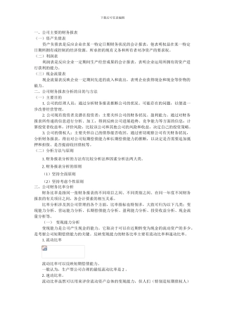 公司财务指标比率表
