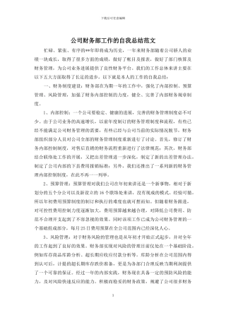 公司财务部工作的自我总结范文