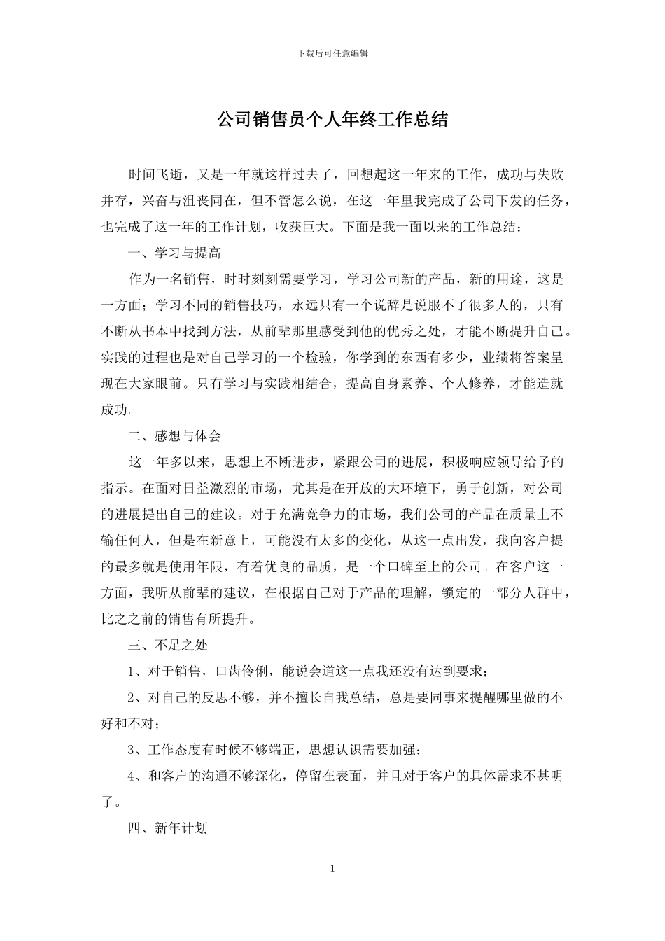 公司销售员个人年终工作总结_第1页