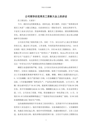 公司领导在优秀员工表彰大会上的讲话