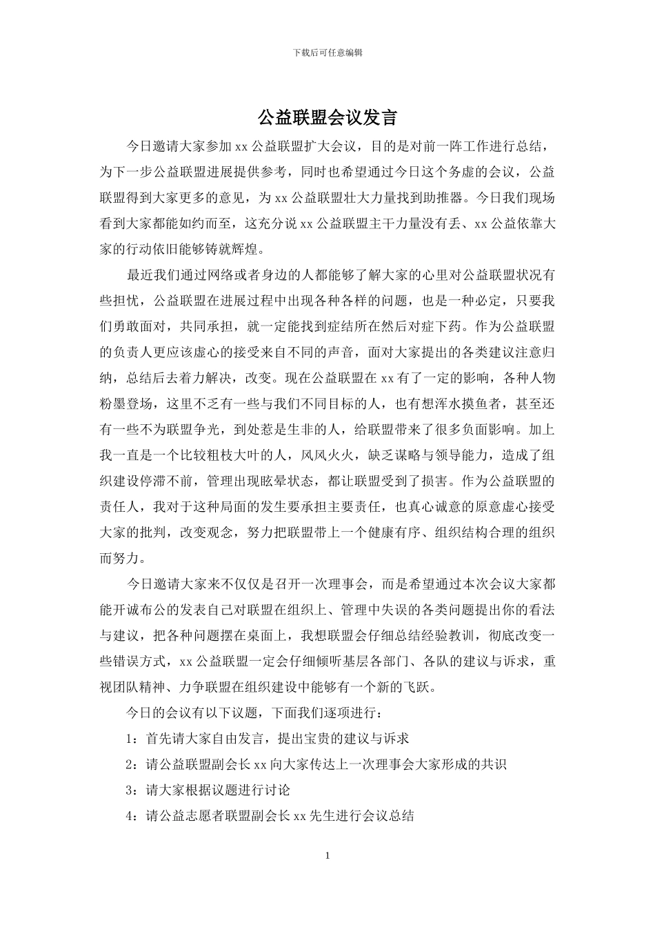 公益联盟会议发言_第1页