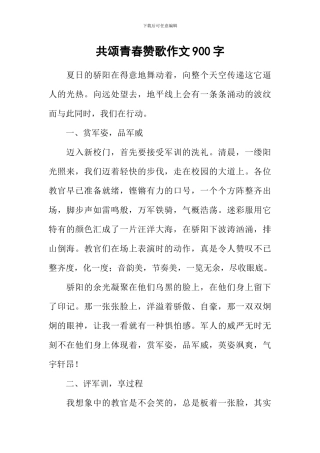 共颂青春赞歌作文900字
