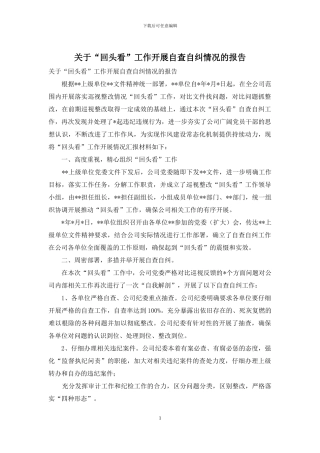 关于“回头看”工作开展自查自纠情况的报告