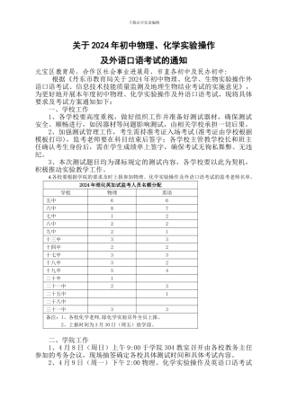 关于2024年初中物理、化学实验操作