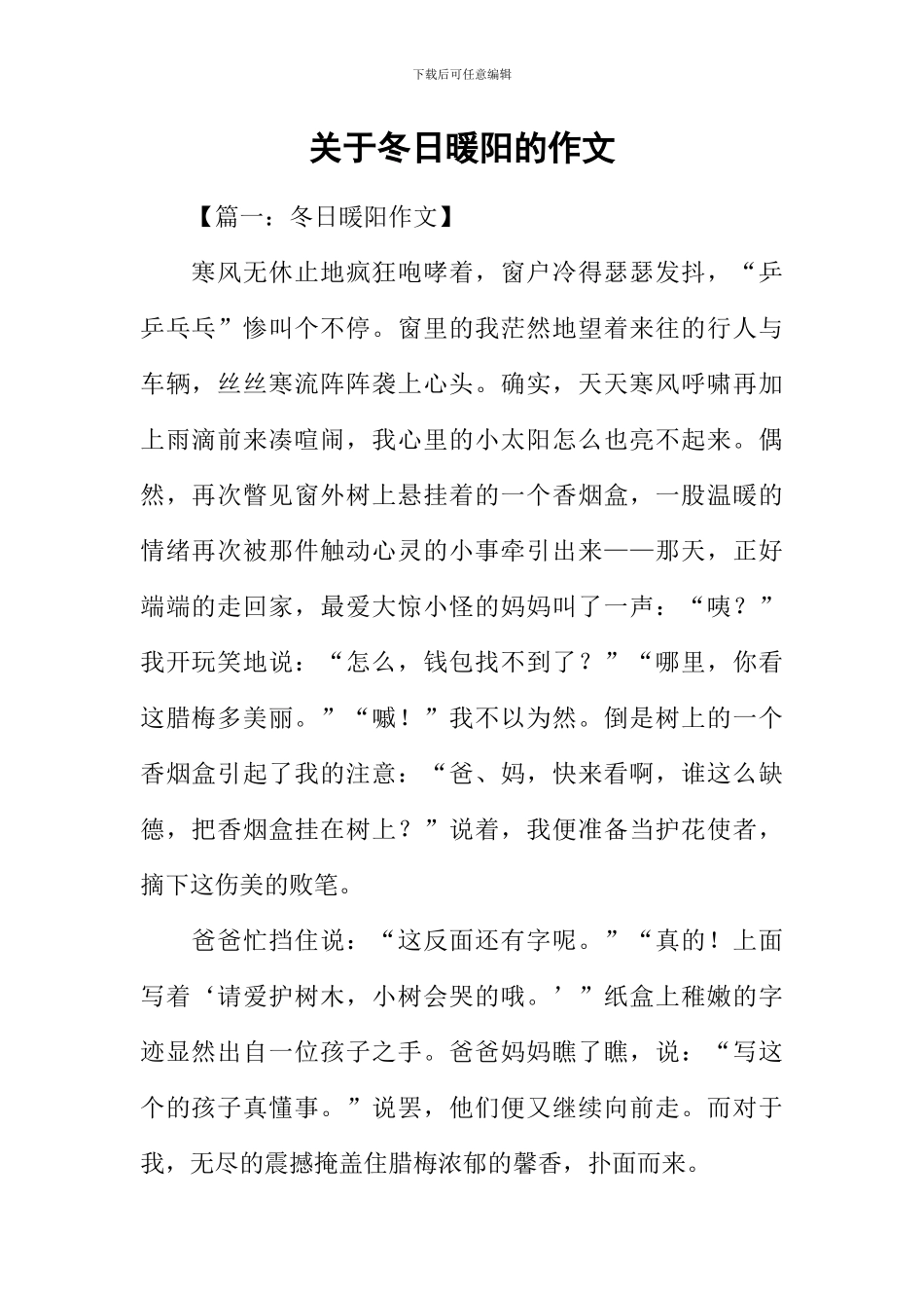 关于冬日暖阳的作文_第1页