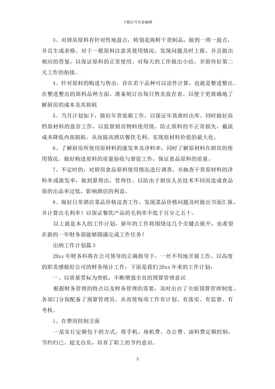 关于出纳工作计划模板汇编九篇_第3页
