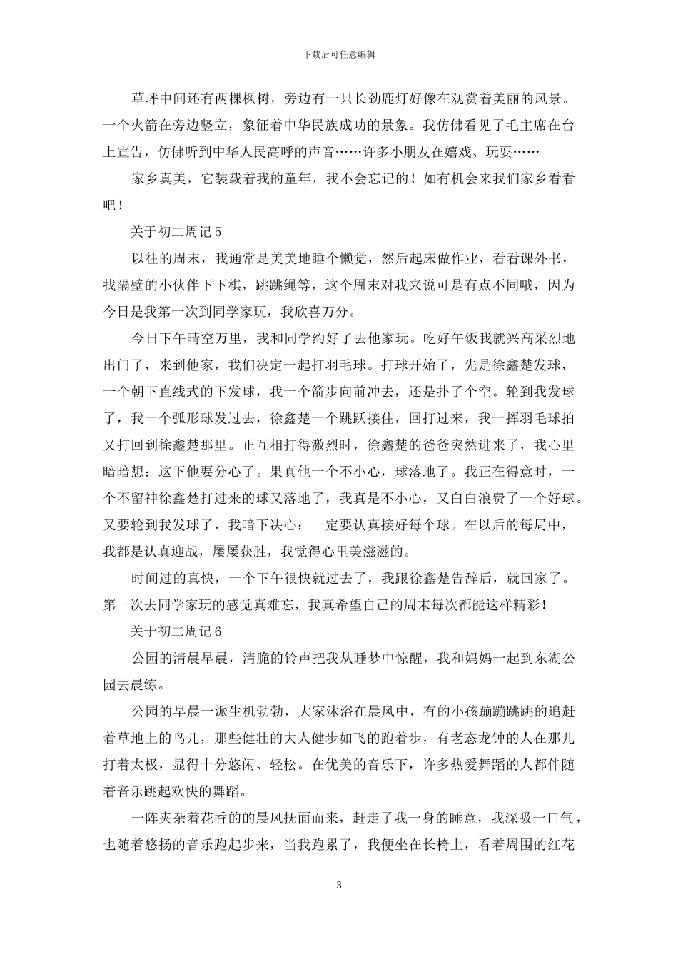 关于初二周记_第3页