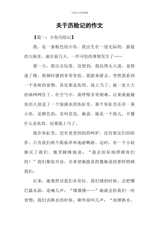 关于历险记的作文