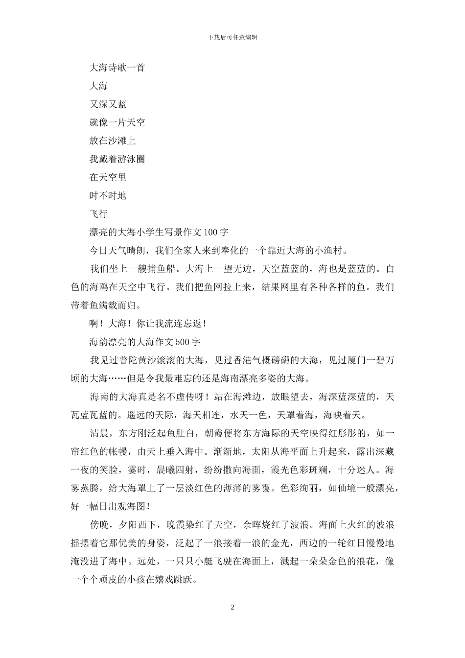 关于大海的作文-描写大海的作文_第2页