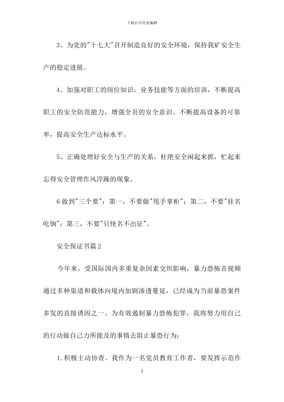 关于安全保证书模板集合七篇-1_第2页