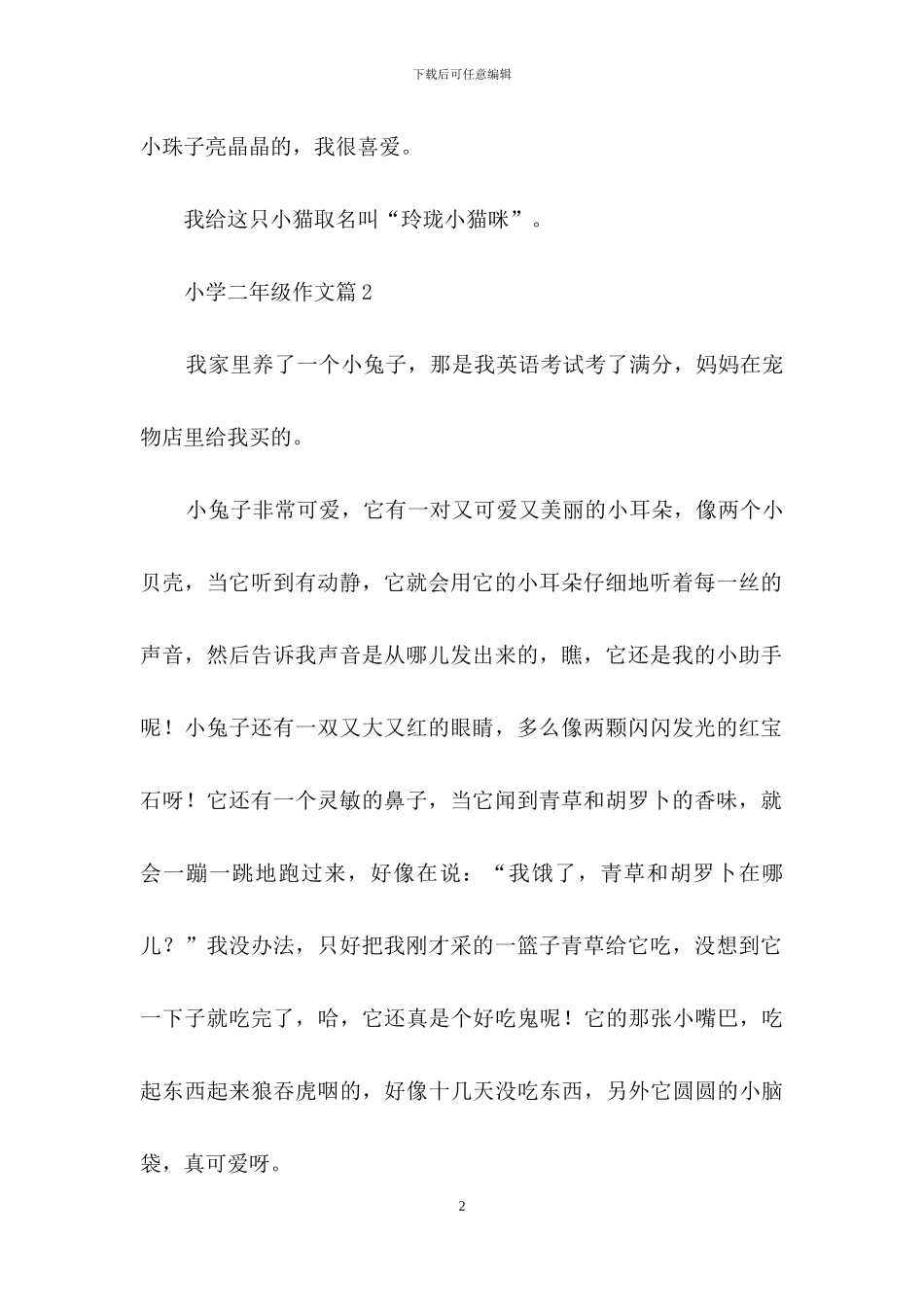 关于小学二年级作文汇编九篇_第2页