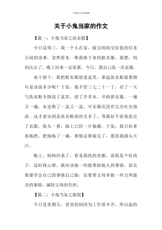 关于小鬼当家的作文