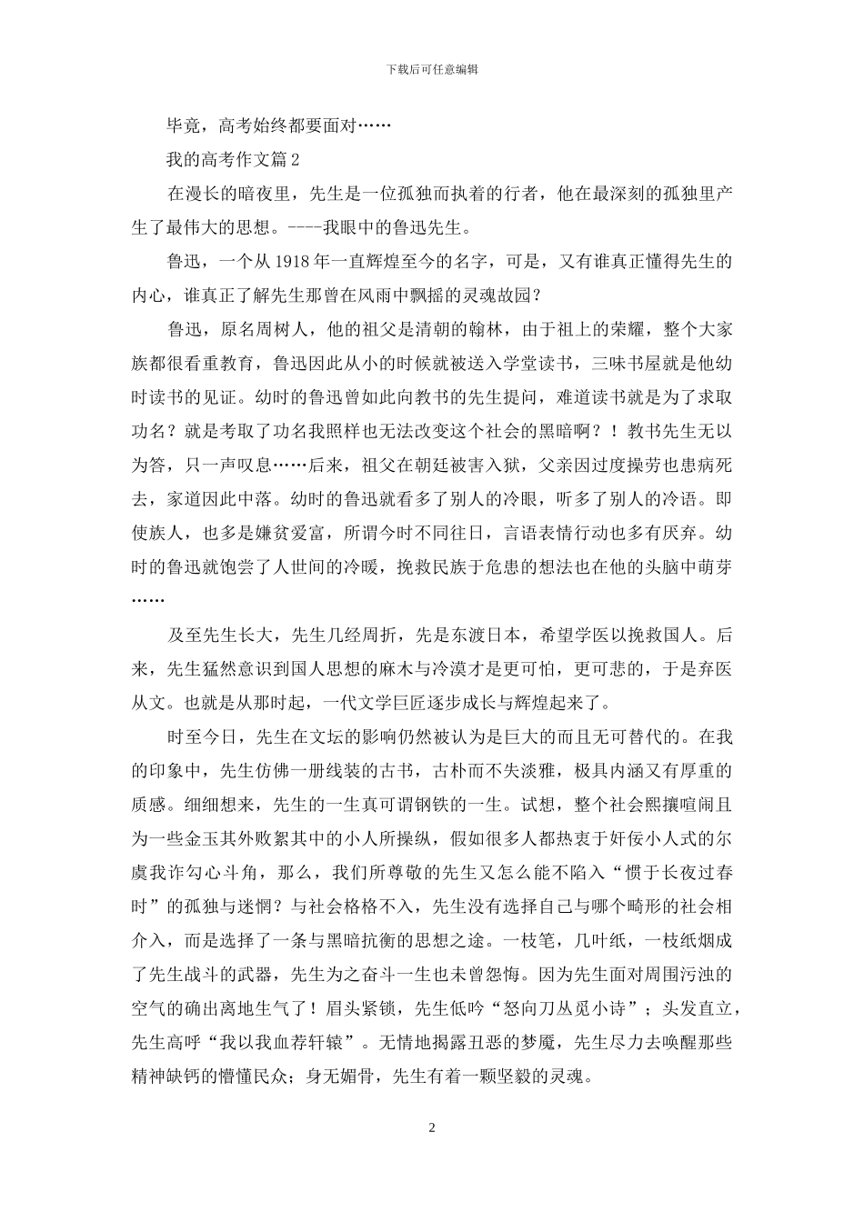 关于我的高考作文合集九篇_第2页