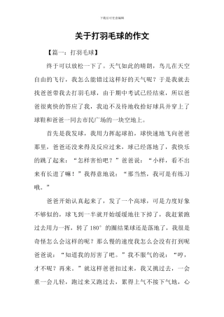 关于打羽毛球的作文-1