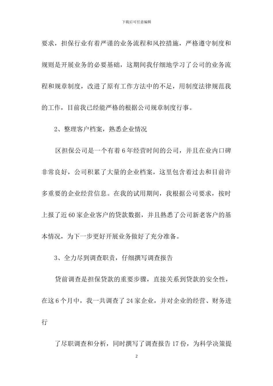 关于担保公司工作总结范文合集五篇_第2页