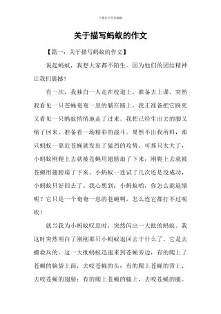 关于描写蚂蚁的作文-2