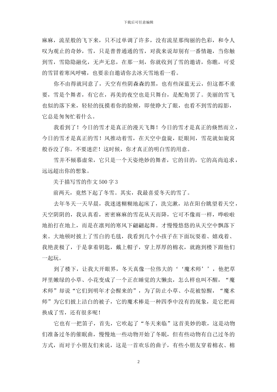 关于描写雪的作文500字_第2页