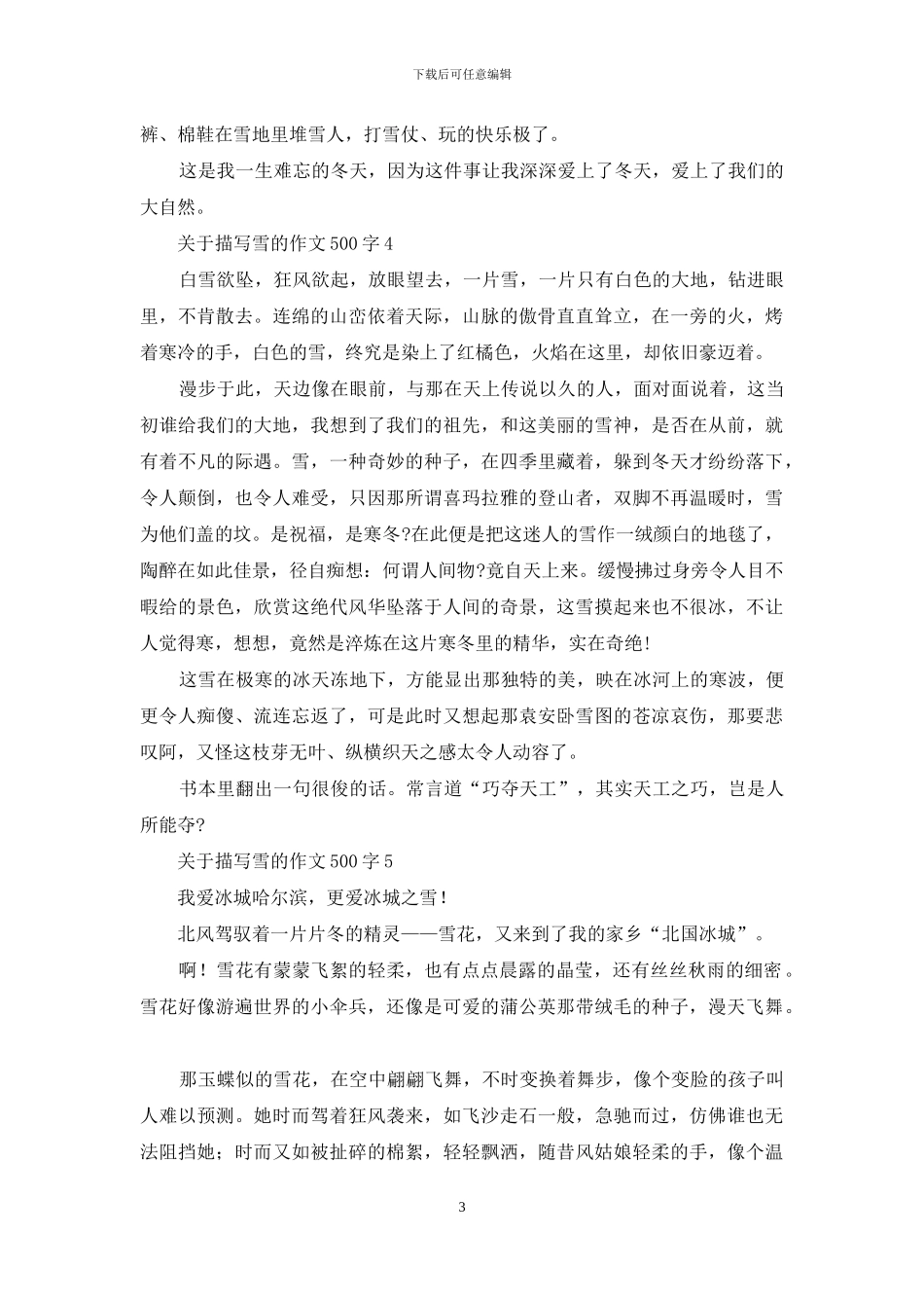关于描写雪的作文500字_第3页