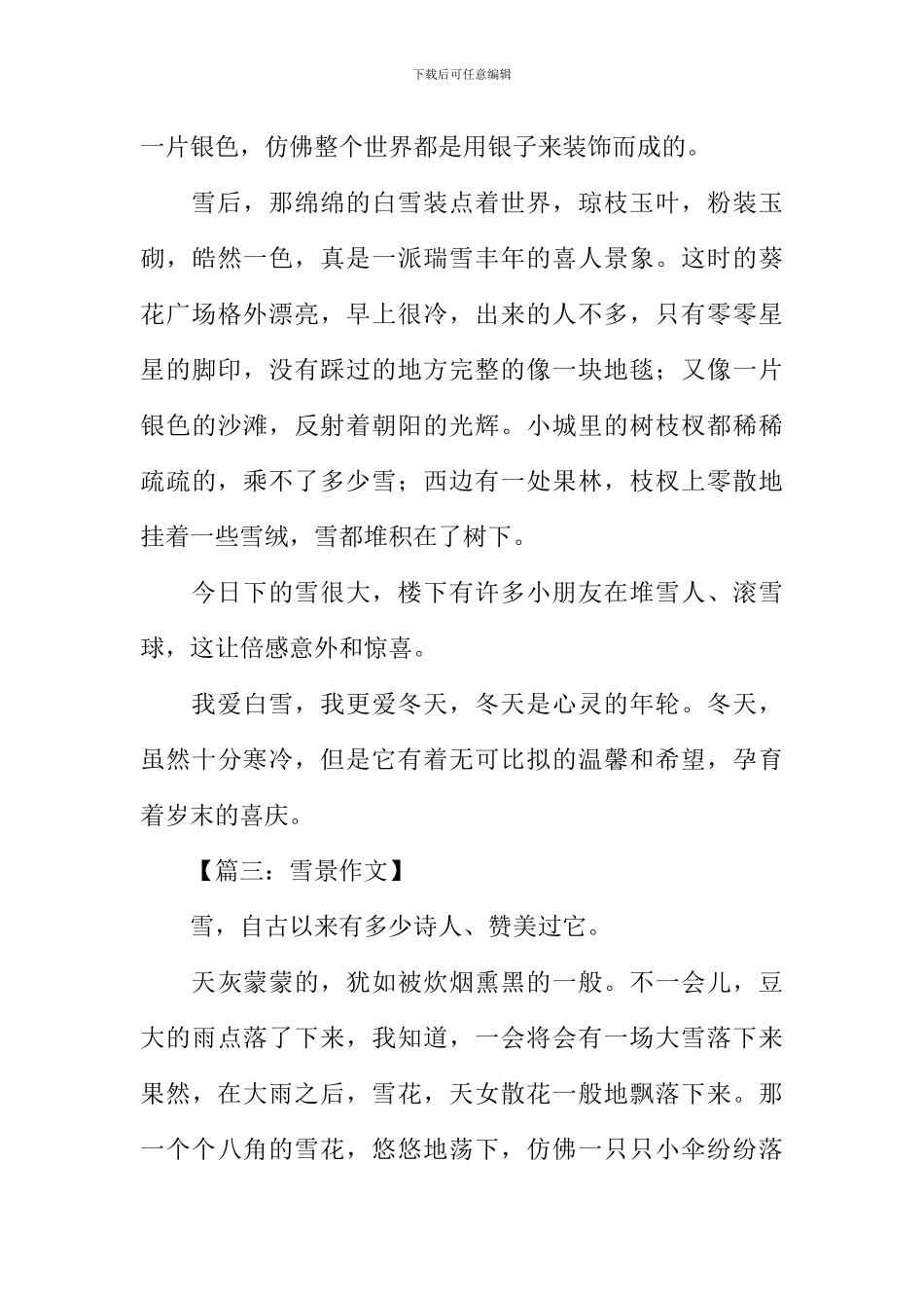 关于描写雪景的作文_第3页