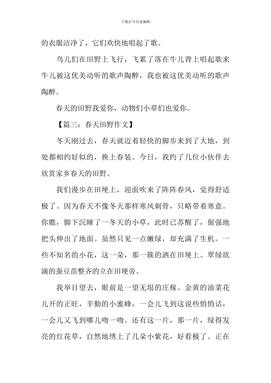 关于春天田野的作文_第3页