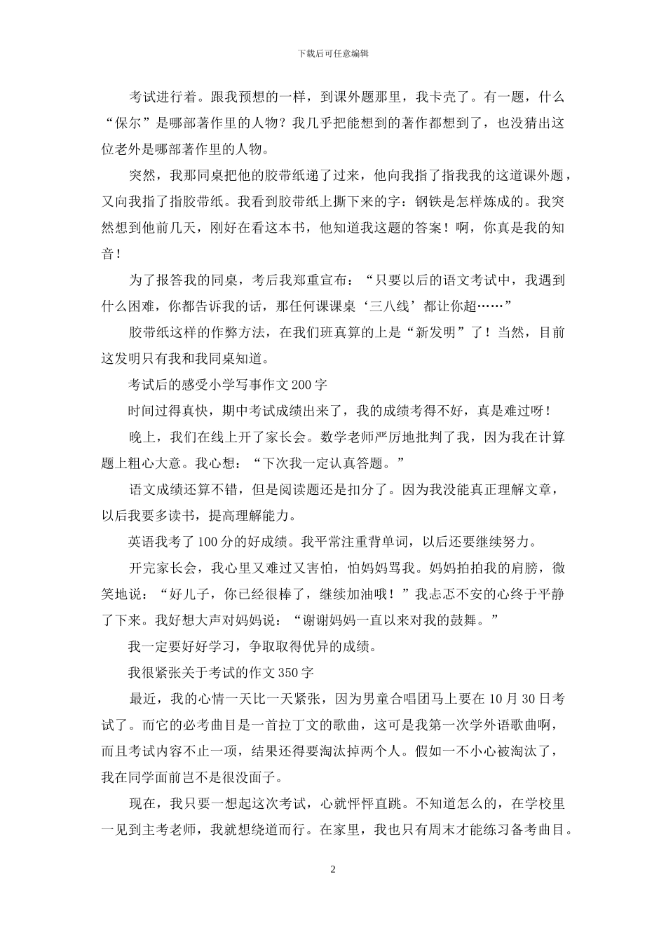 关于考试的作文汇编-难忘的考试作文_第2页