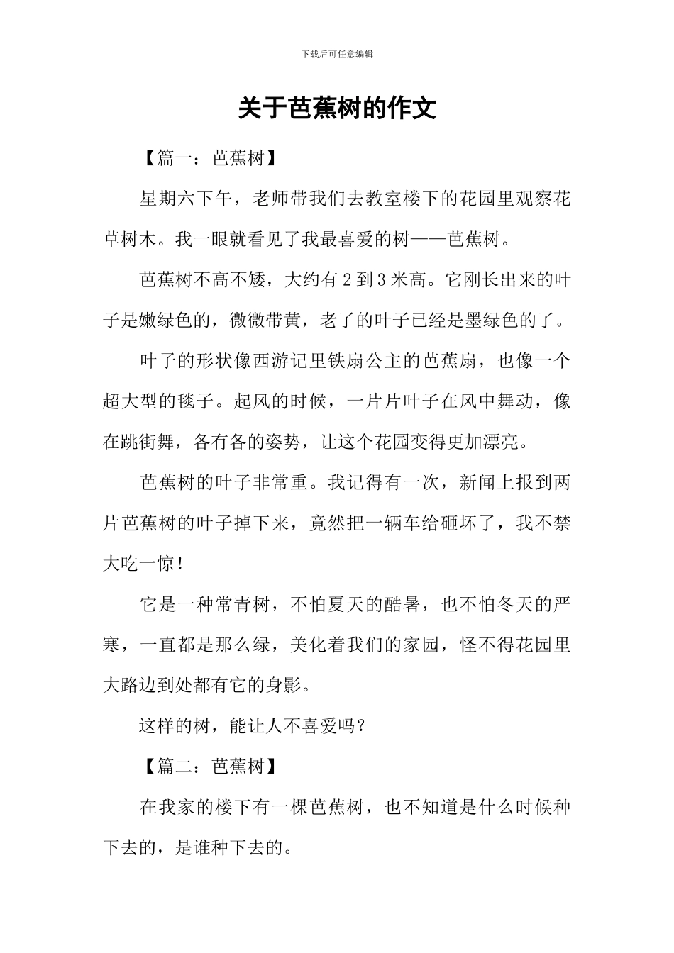 关于芭蕉树的作文_第1页