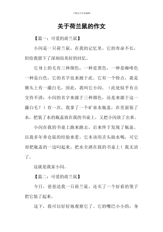 关于荷兰鼠的作文