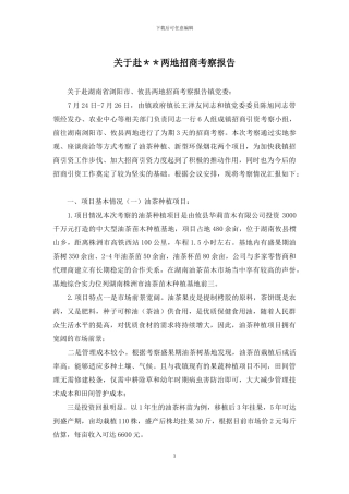 关于赴＊＊两地招商考察报告