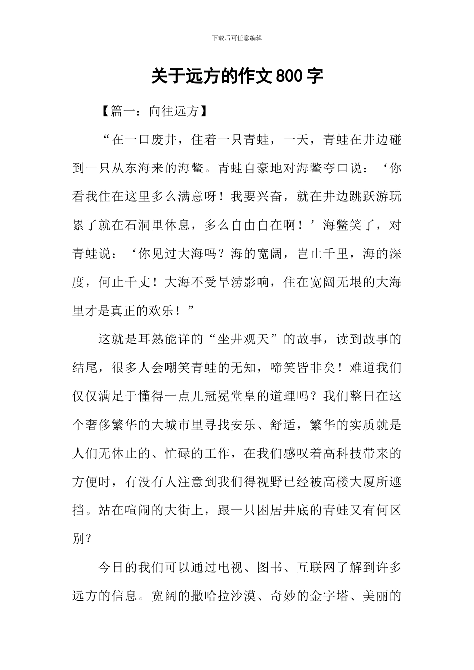 关于远方的作文800字_第1页