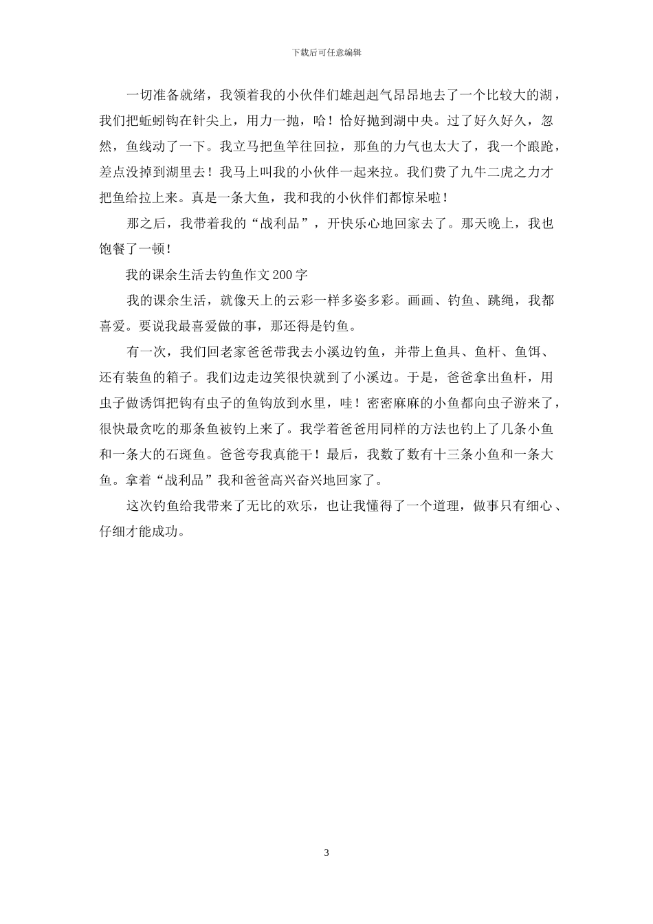 关于钓鱼的作文-优秀写事作文_第3页
