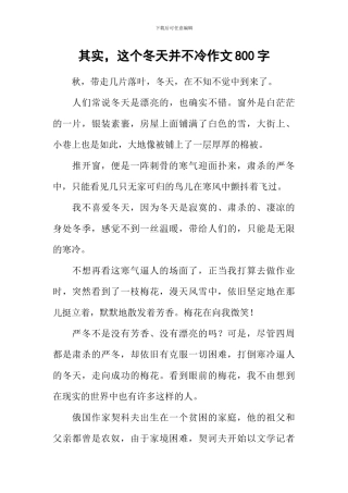 其实-这个冬天并不冷作文800字