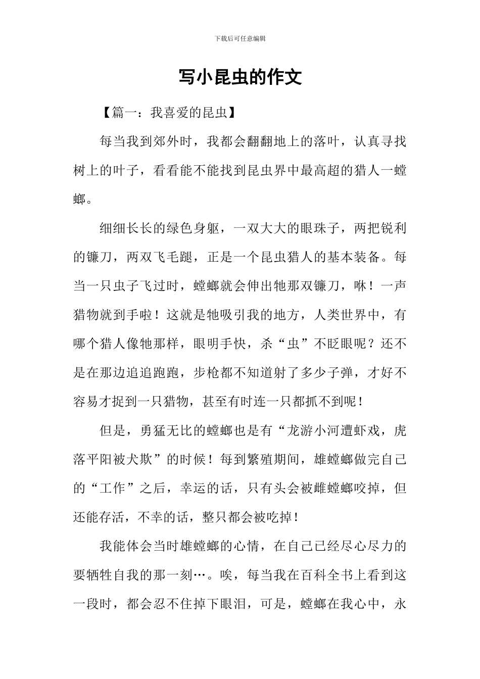 写小昆虫的作文_第1页