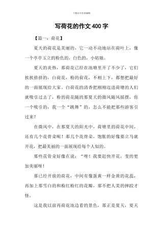 写荷花的作文400字