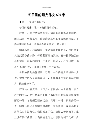 冬日里的阳光作文600字-1