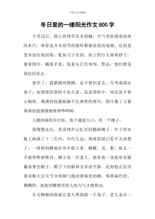冬日里的一缕阳光作文800字