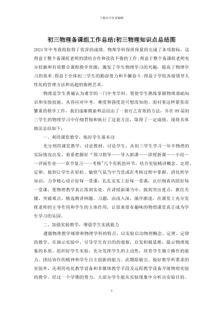 初三物理备课组工作总结-初三物理知识点总结图