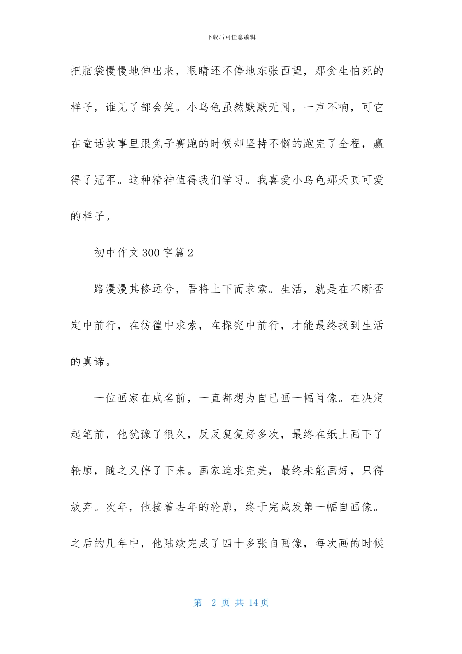 初中作文300字集合十篇_第2页
