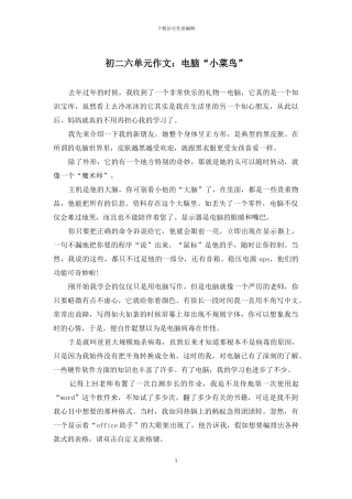 初二六单元作文：电脑“小菜鸟”