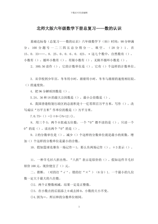 北师大版六年级数学下册总复习——数的认识