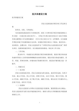 医共体建设方案