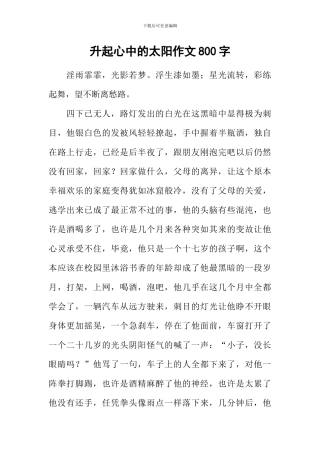 升起心中的太阳作文800字-2